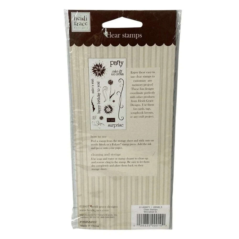 Heidi Grace Clear Stamps 16pc Happy Birthday Party Cake & Ice Cream